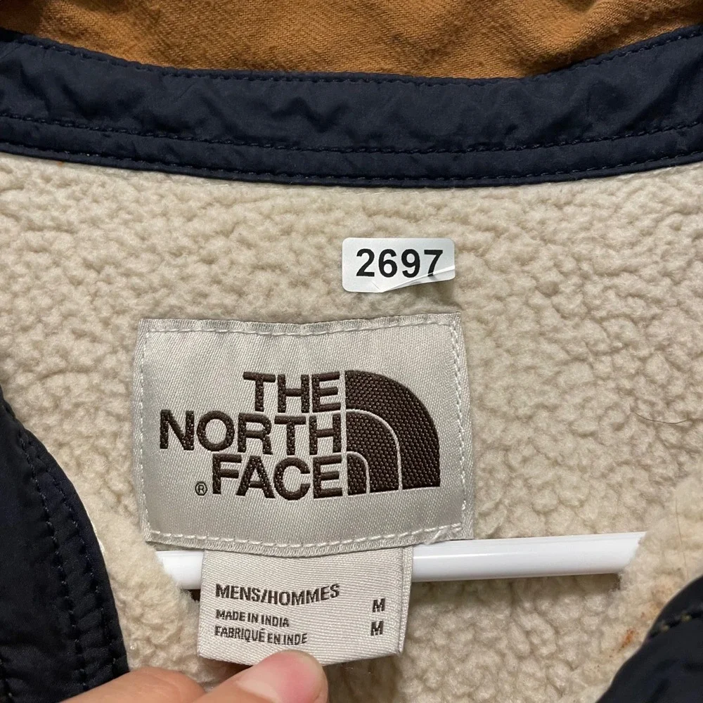 The North Face Mens Sherpa Lined Shirt Jacket Brown Cotton Twill Shacket Size M